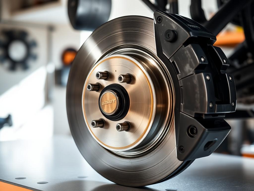 Brake disc and caliper with new pads