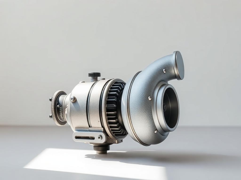Turbocharger photographed on a light surface